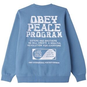 Obey Peace Program Blue Crewneck Sweater